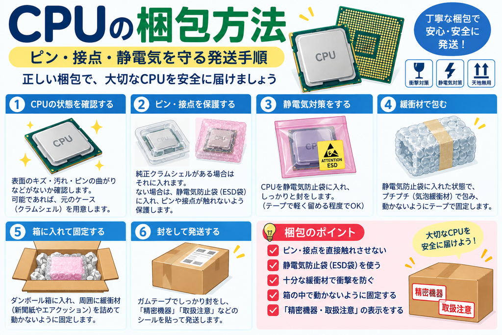 純正クラムシェルやCPUケースがある場合の梱包手順