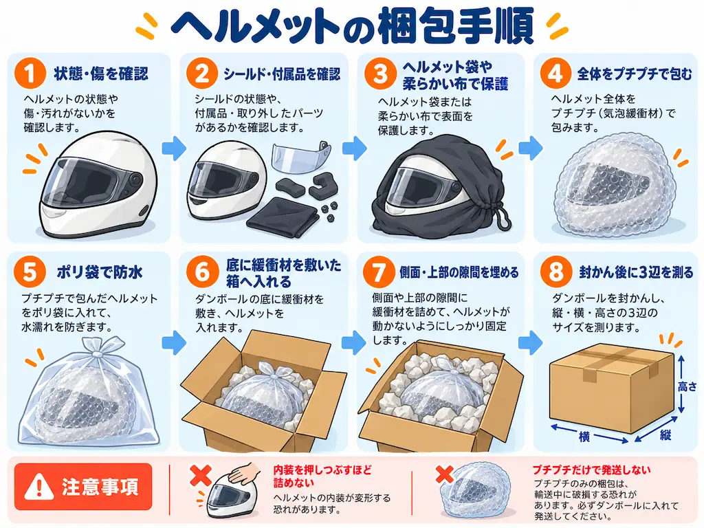ヘルメットの梱包手順