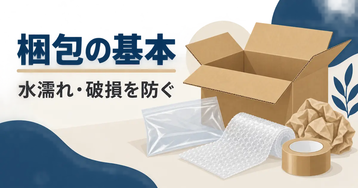 梱包の基本を示す段ボールと梱包資材