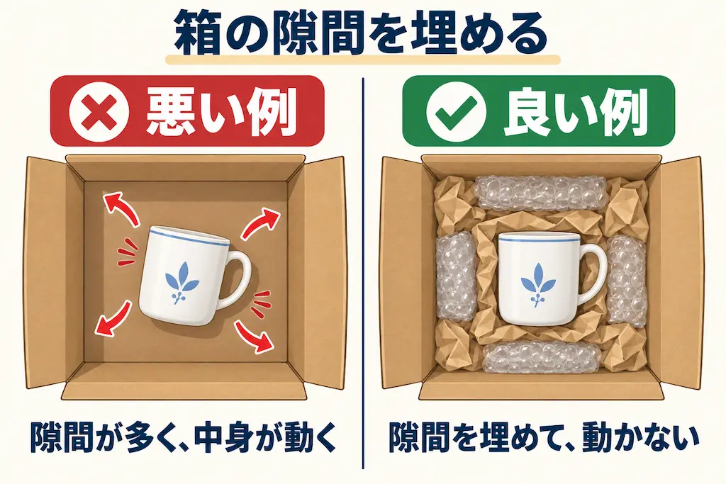 箱の隙間を埋める